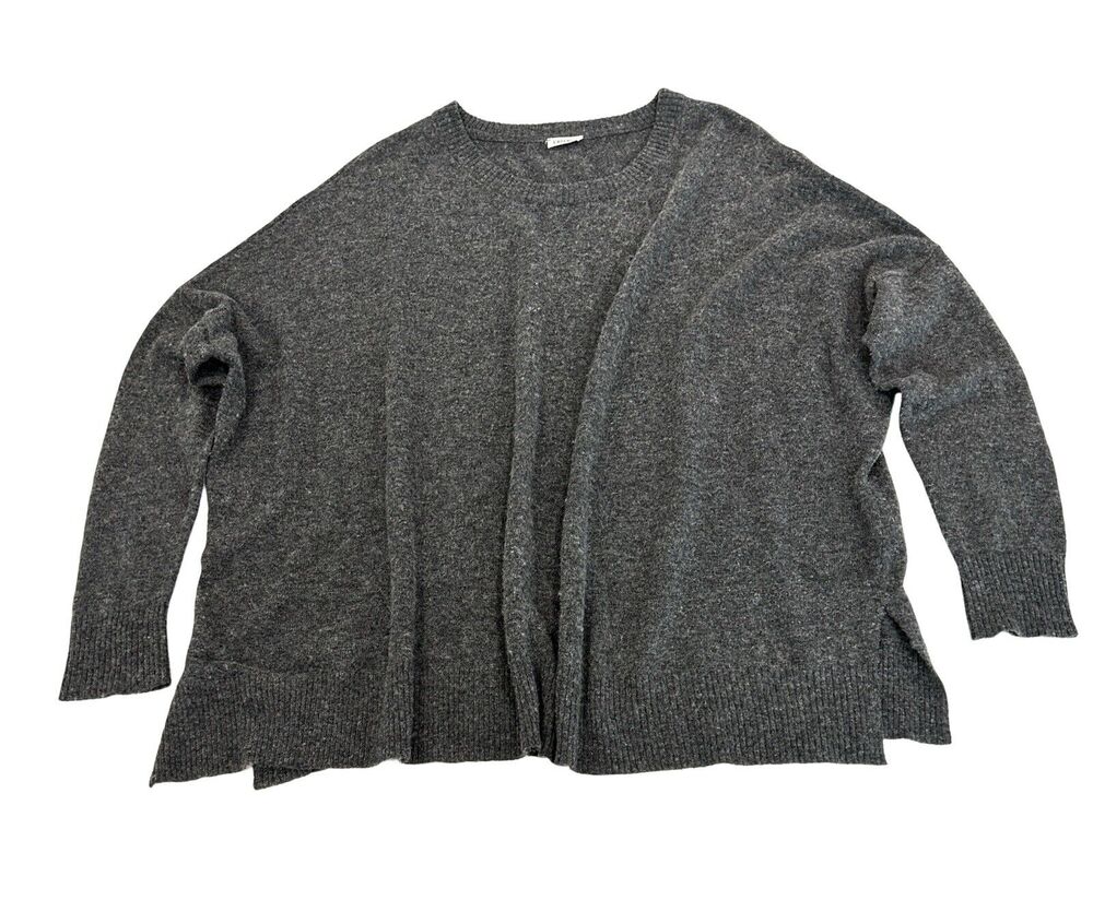 L’Agence Oversized Pullover Sweater Womens XS - S Gray Wool Blend Knit Crew